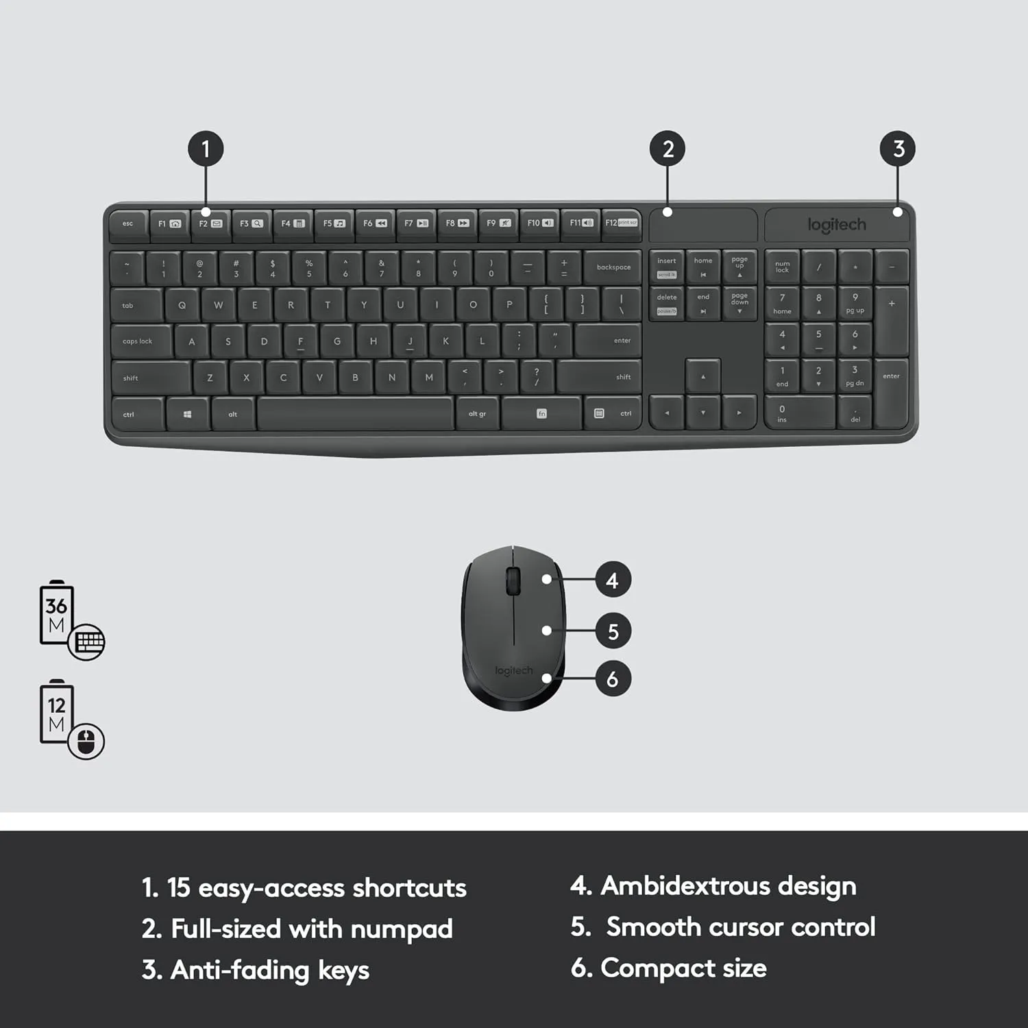 Logitech Wireless Keyboard Mouse Combo MK235 view 4